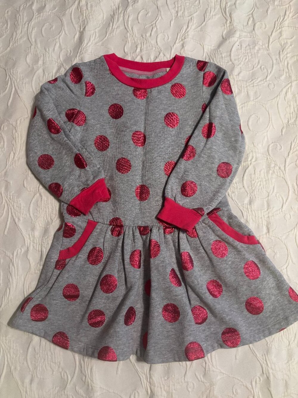 Mini Boden Polka Dot Sweatshirt Dress Size 4-5